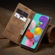Husa pentru Samsung Galaxy A51, CaseMe, slim piele, tip portofel, stand, inchidere magnetica, textura catifelata, Maro