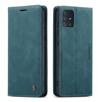 Husa Samsung Galaxy A51, CaseMe, slim piele, tip portofel, stand, inchidere magnetica, textura catifelata, Albastru inchis Husa Samsung Galaxy A51, CaseMe, slim piele, tip portofel, stand, inchidere magnetica, textura catifelata, Albastru inchis