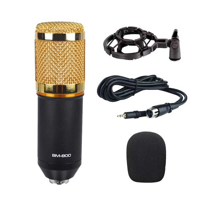 Leexo BM800 Condenser Professzionális Mikrofon, rádió-, karaoke- vagy stúdiókhoz