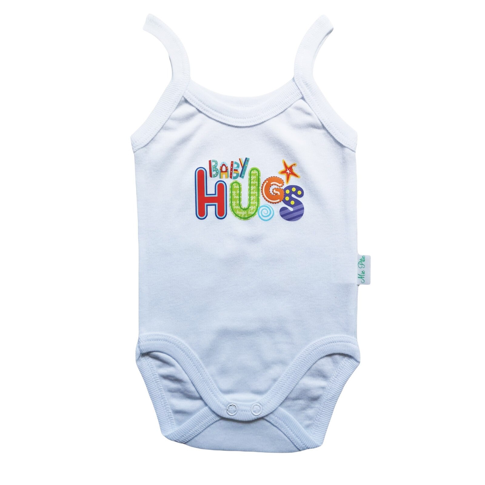 Body Mic Pitic BD20 tip maiou cu bretele si imprimeu , alb, 56 cm