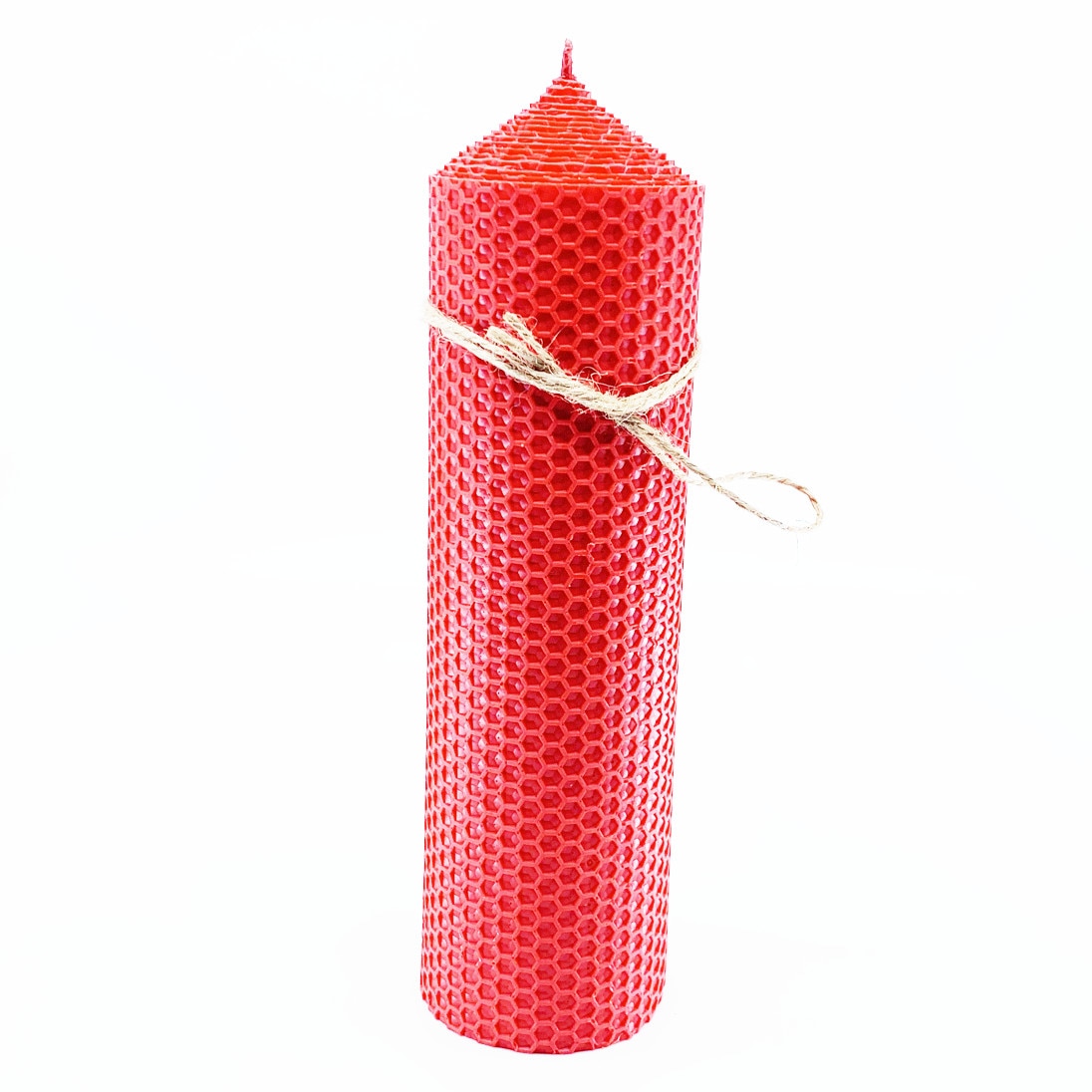 Lumanare naturala din ceara de albine H21xD7 rosu