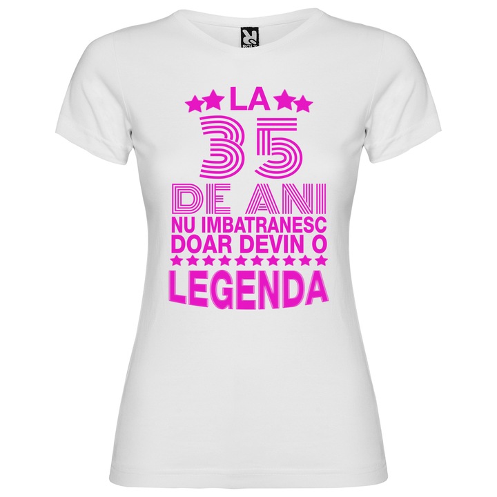 Tricou personalizat zi de nastere la 35 de ani nu imbatranesc doar devin o legenda,ALB,M