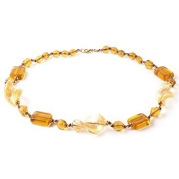 Colier VENEZIANO auriu din sticla de Murano, 52 cm, Bijuterii Original Murano Colier VENEZIANO auriu din sticla de Murano, 52 cm, Bijuterii Original Murano