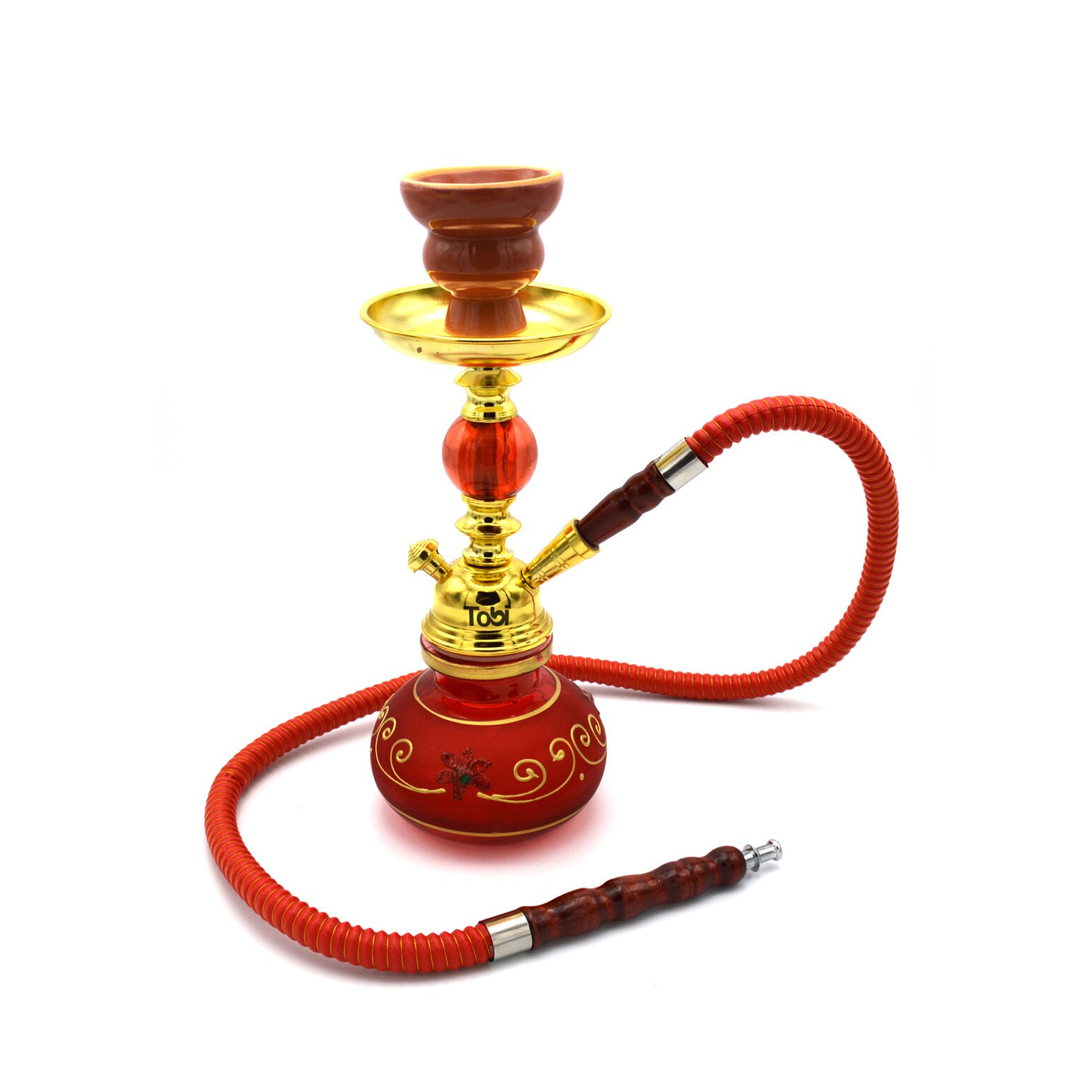 Narghilea Tobi, Mansoura, 1 furtun, Rosu, 27 cm