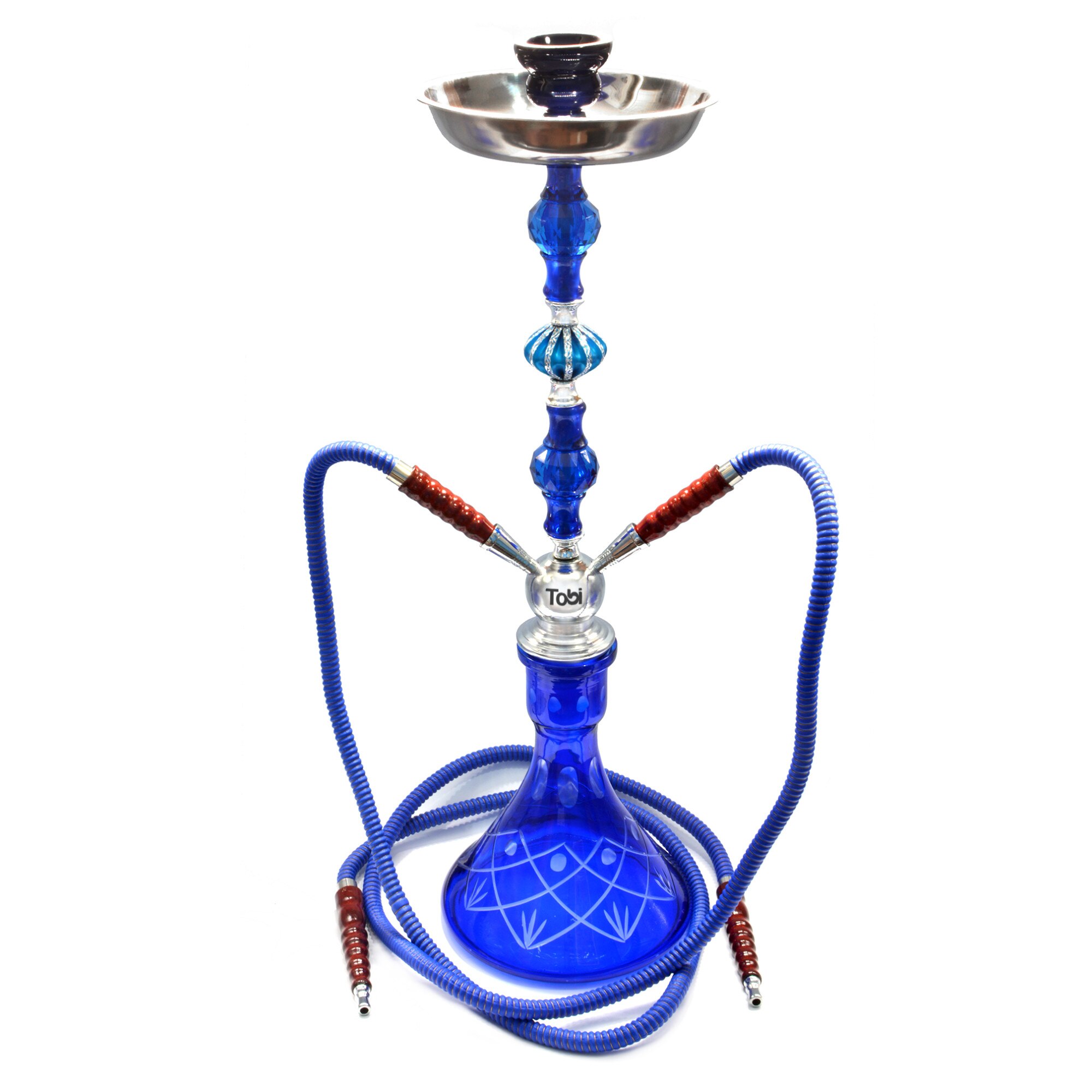 Narghilea Tobi, Tahta, 2 furtunuri, Albastru, 72 cm