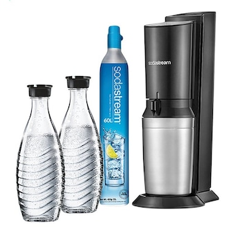 Set aparat pentru preparat bauturi carbogazoase SodaStream Crystal 2.0 Premium, negru, 2 carafe de sticla, cartus CO2 incluse Set aparat pentru preparat bauturi carbogazoase SodaStream Crystal 2.0 Premium, negru, 2 carafe de sticla, cartus CO2 incluse