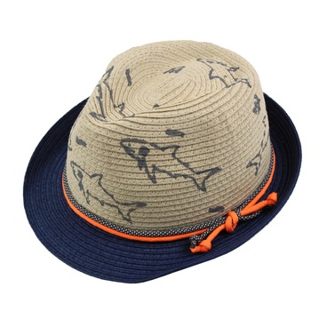 Palarie baieti bej/bleumarin 100% paie, 54 cm Palarie baieti bej/bleumarin 100% paie, 54 cm