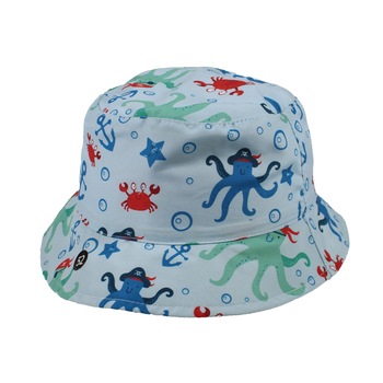 Palarie fisherman pentru baieti, albastru deschis cu animalute imprimate, 54 cm Palarie fisherman pentru baieti, albastru deschis cu animalute imprimate, 54 cm