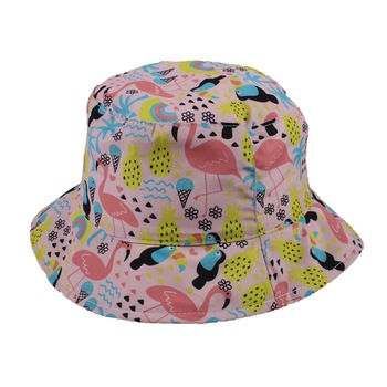 Palarie fisherman pentru fete, roz deschis cu flamingo, 54 cm Palarie fisherman pentru fete, roz deschis cu flamingo, 54 cm