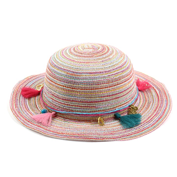 Palarie fete multicolora cu ciucuri, 54 cm