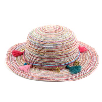 Palarie fete multicolora cu ciucuri, 54 cm Palarie fete multicolora cu ciucuri, 54 cm