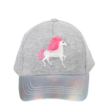 Sapca fete gri cu model brodat, 54 cm Sapca fete gri cu model brodat, 54 cm