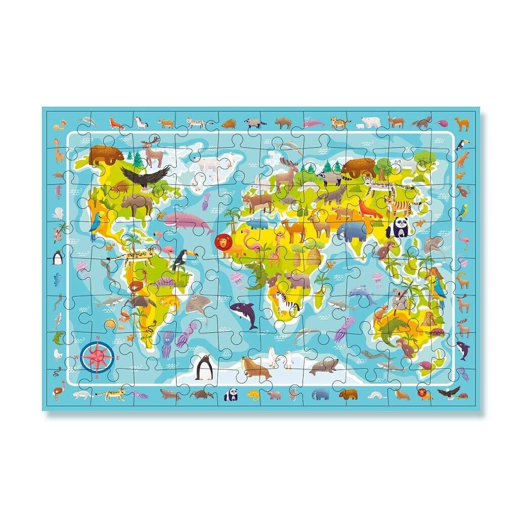 Puzzle - Harta animalelor lumii - 80 piese