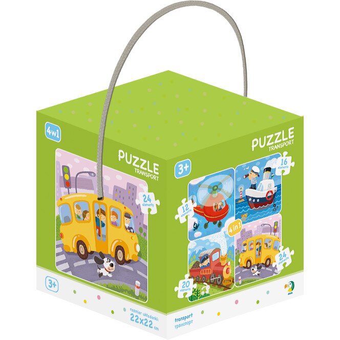 Puzzle 4 in 1 vehicule (12, 16, 20, 24 piese) - Dodo