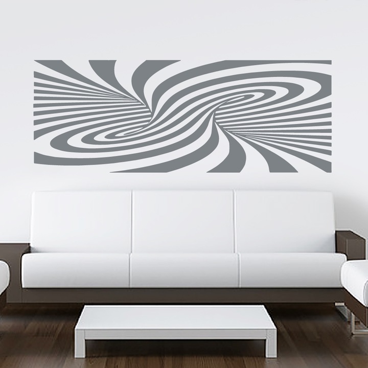 HomeTATTOO - Csavart csíkok 3D Falmatrica, faltetoválás 140x54cm Szürke