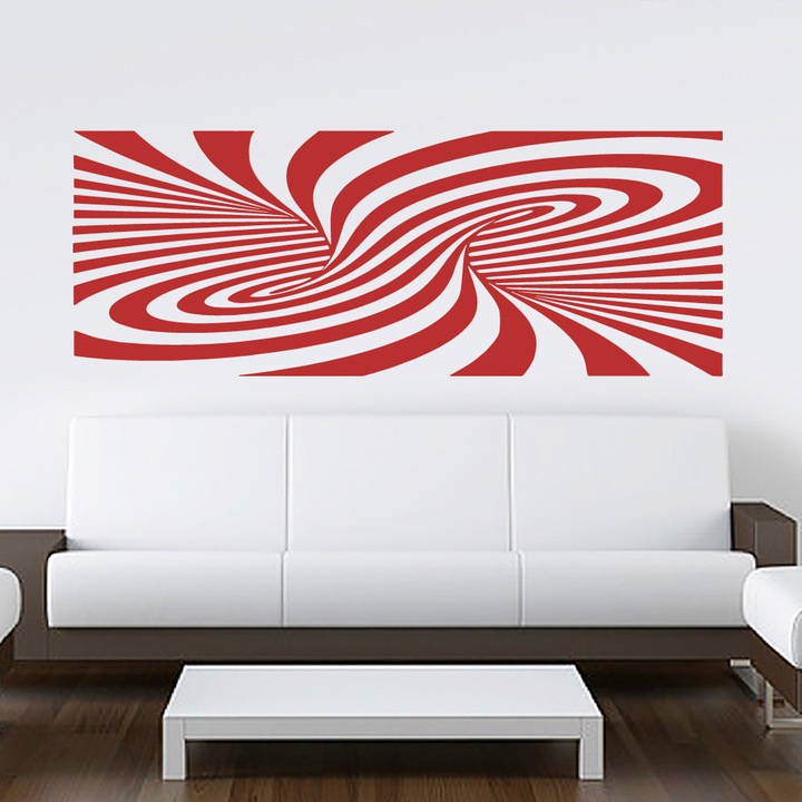 HomeTATTOO - Csavart csíkok 3D Falmatrica, faltetoválás 120x45cm Piros