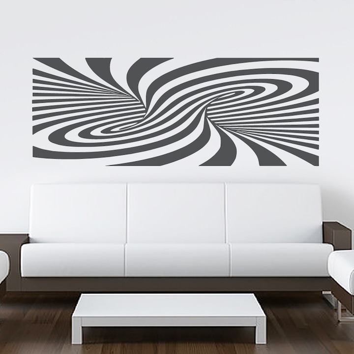 HomeTATTOO - Csavart csíkok 3D Falmatrica, faltetoválás 160x60 cm Sötétszürke