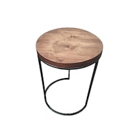 Masuta de cafea rotunda, stil industrial, OEM, lemn/metal, 45 x 33 cm