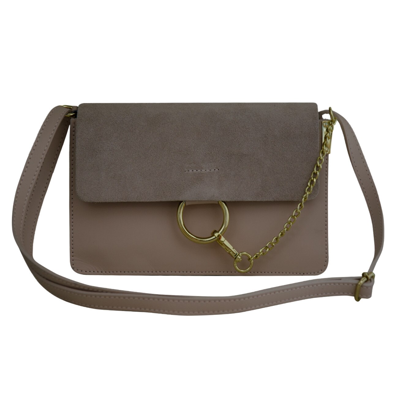 Geanta tip postas din piele naturala Eva Bags,Cora roz pudra