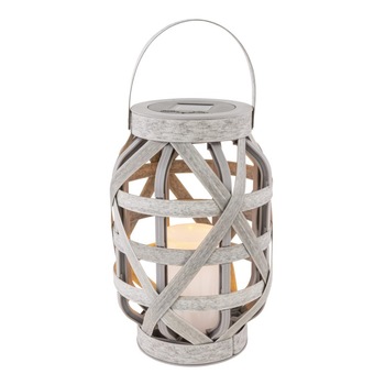 Felinar solar, Globo Lighting, LED, ratan, efect flacara reala, design vintage, maner, 23 cm, IP44 Felinar solar, Globo Lighting, LED, ratan, efect flacara reala, design vintage, maner, 23 cm, IP44