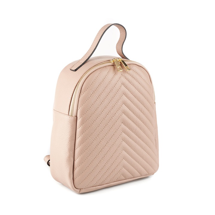 Rucsac Beatrice, roz antic din piele cu striatii 8033