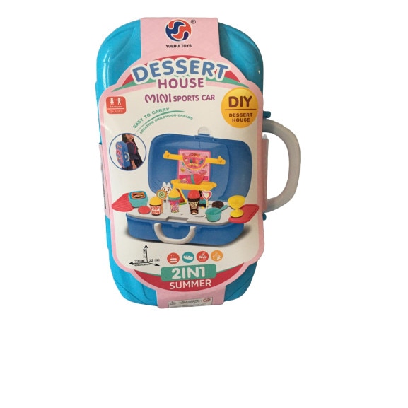 Set de joaca 2 in 1, Dessert House Mini Sports Car DIY cu 22 piese, Blue