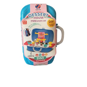 Set de joaca 2 in 1, Dessert House Mini Sports Car DIY cu 22 piese, Blue Set de joaca 2 in 1, Dessert House Mini Sports Car DIY cu 22 piese, Blue