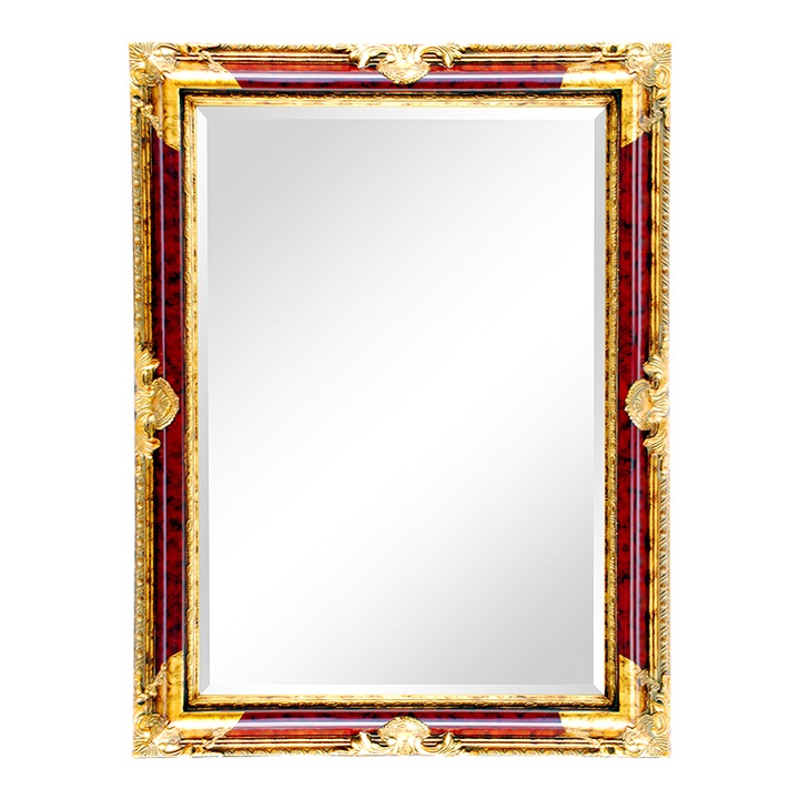 Oglinda, vintage, rama decorativa din lemn, auriu - roscat, 600 x 900 mm