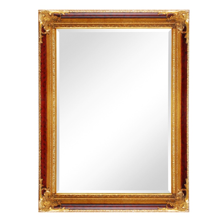 Oglinda vintage, rama decorativa din lemn, auriu - roscat, 1200 x 1800 mm