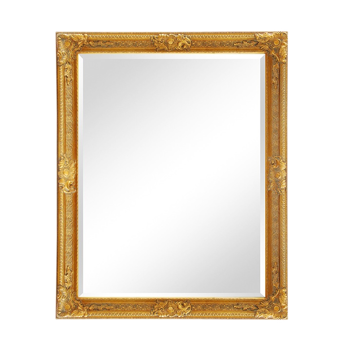 Oglinda vintage, rama decorativa din lemn, auriu, 1200 x 1800 mm