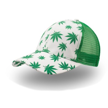 Sapca dama verde cu imprimeu cu frunze, 57 cm reglabila Sapca dama verde cu imprimeu cu frunze, 57 cm reglabila