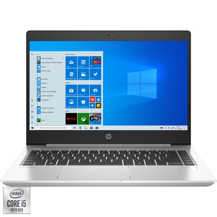 Laptop ultraportabil HP ProBook 440 G7 cu procesor Intel Core i5-10210U pana la 4.20 GHz, 14", Full HD, 8GB, 256GB SSD, Intel UHD Graphics, Windows 10 Pro, Silver