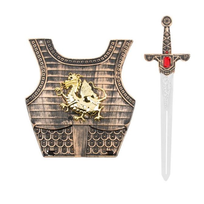 Set arme de cavaler pentru lupta cu sabie si piept, din plastic, + 3 ani ATS