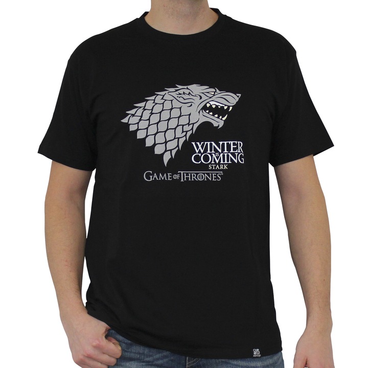 Tricou Game Of Thrones - Winter Is Coming, Abysse Corp, Negru/Gri, Marimea M