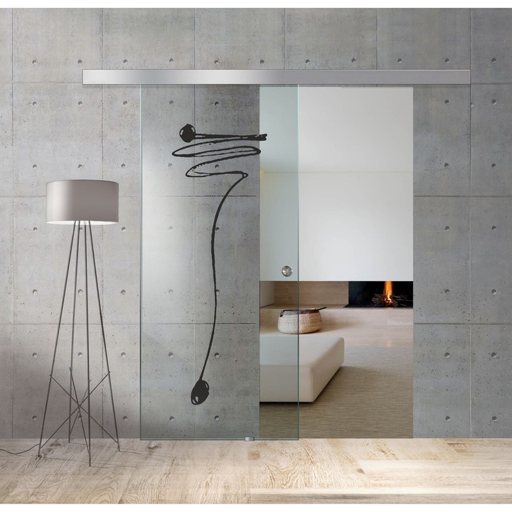 Boss üveg tolóajtó, fekete Roma modell, 95x215 cm, 8 mm vastag víztiszta üveg