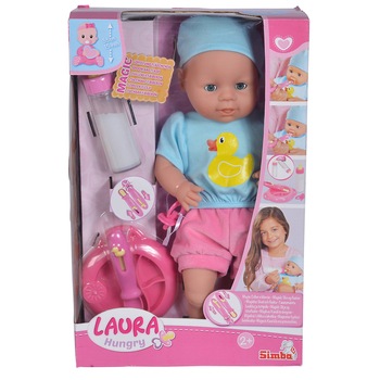 Papusa Simba Laura Hungry - Bebelus cu accesorii, 38 cm Papusa Simba Laura Hungry - Bebelus cu accesorii, 38 cm