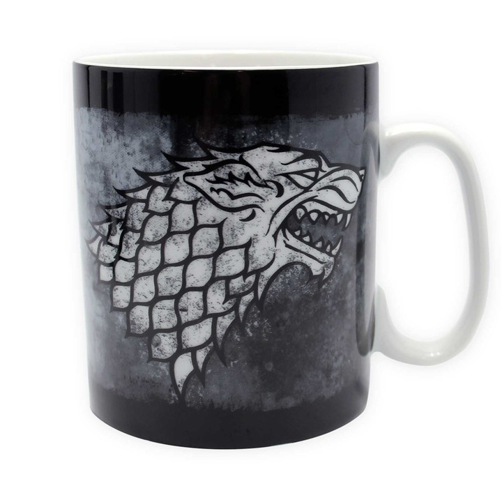 Cana ABYstyle, Game of Thrones Winter is coming Stark, Ceramica, 460 ml, Gri/alb