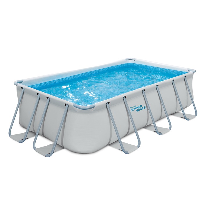 Set piscina elite dreptunghiulara cu cadru metalic 4,0 m x 2,0 m x 1,0 m cu filtru skimmer Summer Waves