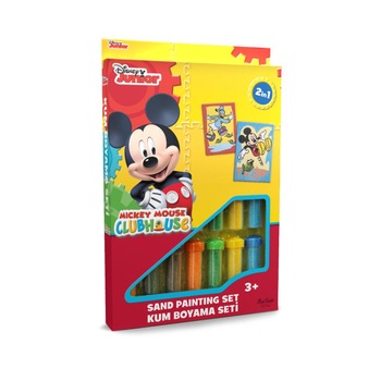 Set creativ pictura cu nisip colorat, Mickey Mouse & Donald Duck, Disney, 2 planse 16,5 x 23,5 cm, 15 tuburi nisip multicolor, 1 penseta, 2 folii protectie, + 3 ani Set creativ pictura cu nisip colorat, Mickey Mouse & Donald Duck, Disney, 2 planse 16,5 x 23,5 cm, 15 tuburi nisip multicolor, 1 penseta, 2 folii protectie, + 3 ani