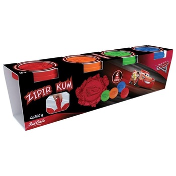 Set Nisip kinetic, Cars, Disney, 4x200 g, multicolor, 4 forme Cars Set Nisip kinetic, Cars, Disney, 4x200 g, multicolor, 4 forme Cars