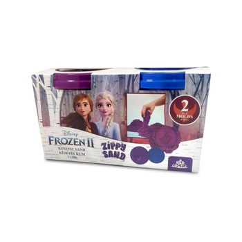 Set Nisip kinetic, Frozen II, Disney, 2x200 g, mov si albastru, 2 forme Elsa si Olaf, + 3 ani Set Nisip kinetic, Frozen II, Disney, 2x200 g, mov si albastru, 2 forme Elsa si Olaf, + 3 ani