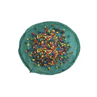 Sac depozitare jucarii copii, cu saltea pentru loc de jucat, Textil, Verde, BBL1498