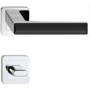 Maner usa model Deco crom negru rozeta wc Maner usa model Deco crom negru rozeta wc