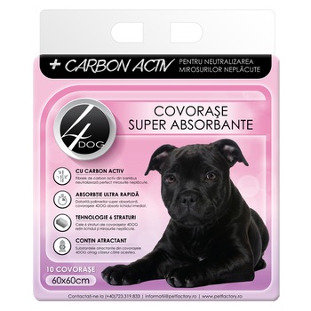 Covoras absorbant 4Dog Charcoal, 60x60 cm, 10 buc Covoras absorbant 4Dog Charcoal, 60x60 cm, 10 buc
