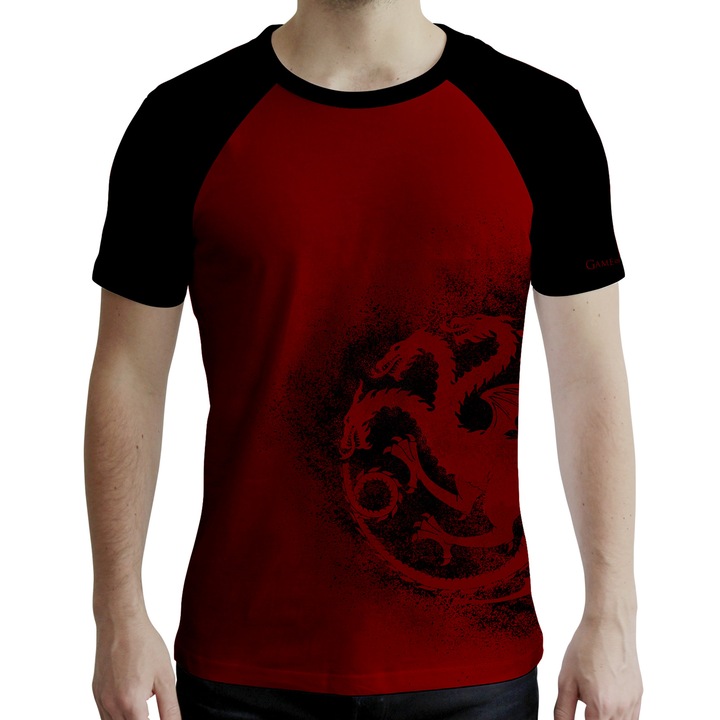 Tricou Game of Thrones pentru barbati - Targaryen, Abysse Corp, Negru/Rosu, Marimea M