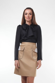 Fusta beige cu buzunare, Onibon Fusta beige cu buzunare, Onibon