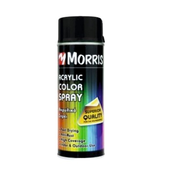 Spray Color Acrilic negru, mat, RAL 9005, 400 ml, Morris, pentru suprafete din lemn, metal, aluminiu, sticla, piatra si diferite mase plastice Spray Color Acrilic negru, mat, RAL 9005, 400 ml, Morris, pentru suprafete din lemn, metal, aluminiu, sticla, piatra si diferite mase plastice