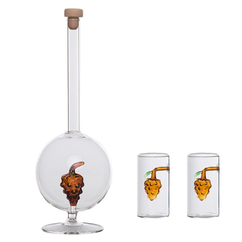 Sticla strugure cu talpa si 2 paharute strugure set