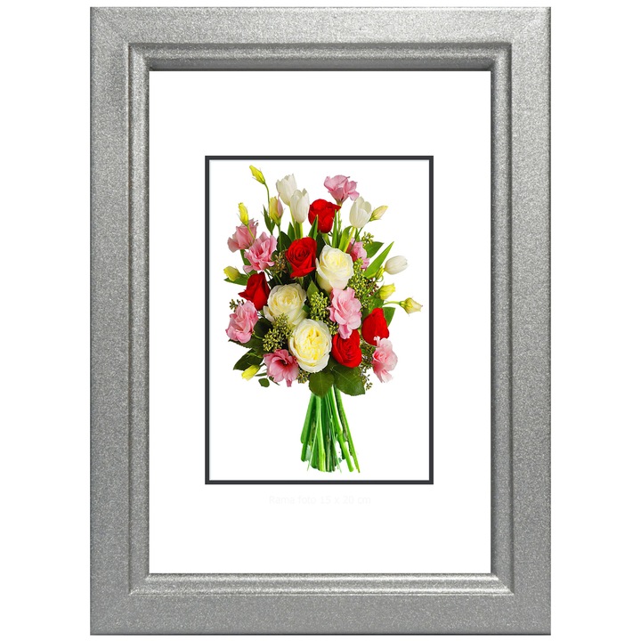 Rama foto lemn, 13 x 18 cm, Argintiu, Produs Romanesc