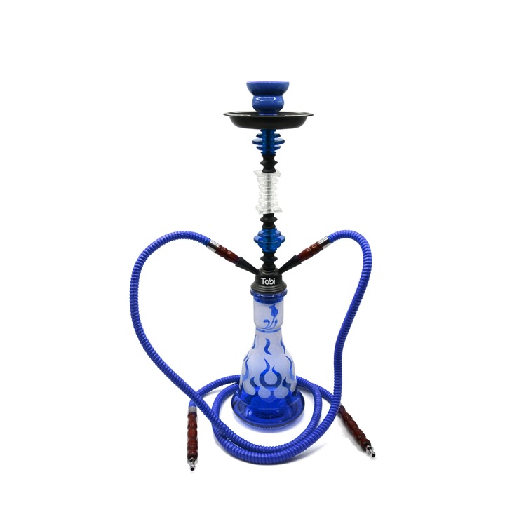 Narghilea Tobi, Baris, 2 furtunuri, Albastru, 54 cm